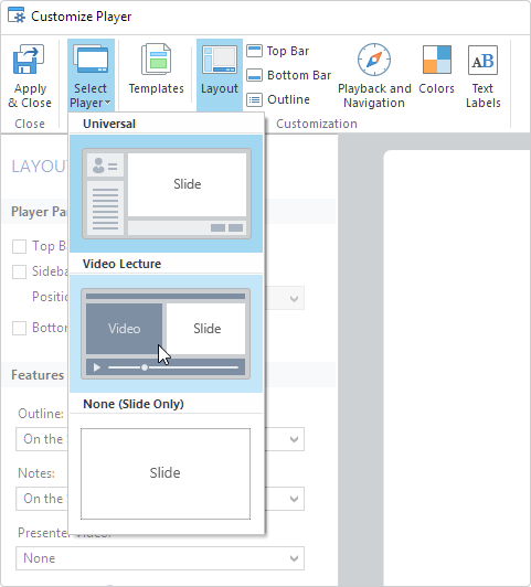 Customizing the player layout 